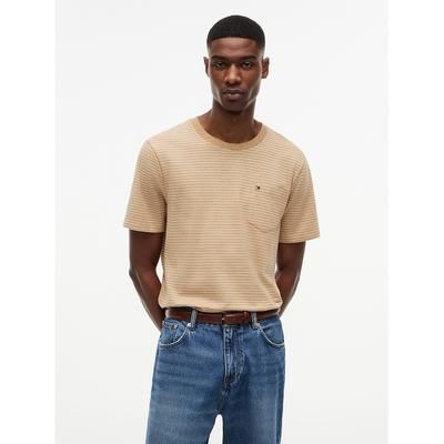 Tommy Hilfiger Men's Striped Pocket T-Shirt - Iconic Camel Heather Stripe - L