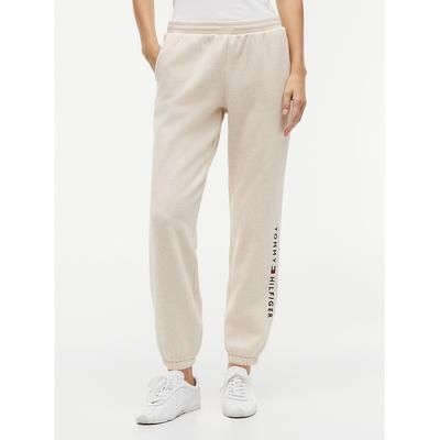 Tommy Hilfiger Women's Embroidered Tommy Logo Sweatpant - Beige Heather - S