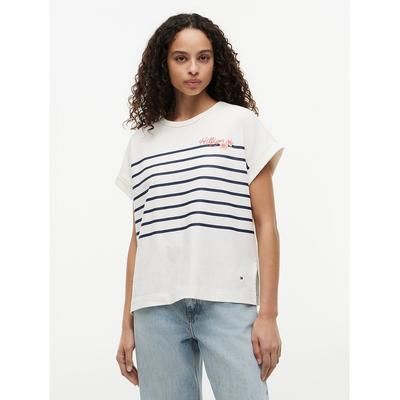 Tommy Hilfiger Women's Floral Hilfiger Logo T-Shirt - Ivory Silk - L