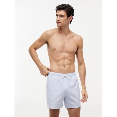 Tommy Hilfiger Men's Script Monogram Striped 5" Swim Trunk - Sweet Blue/White Ithaca - XXL