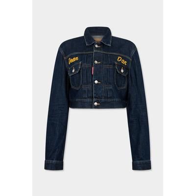 D2 - Cimosa Authentic Japanese Cropped Boxy Jean Jacket, Woman, Blue, Size: 44