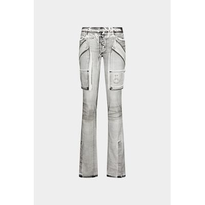D2 - Icon White Coal Wash Trumpet Jeans, Woman, Grey, Size: 36