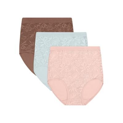Bali Breathe Cotton Modal Lace High Rise Brief, 3-Pack Mochavel/Saltypepgre/Raspicing 7 Women's