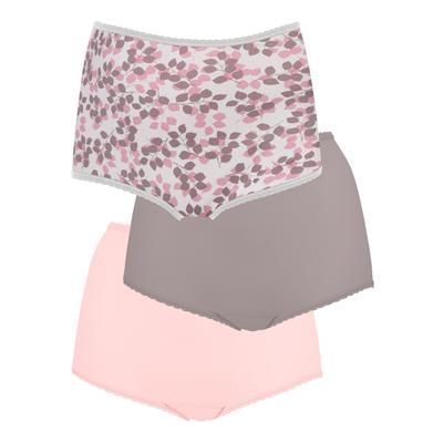 Bali Skimp Skamp Brief, 3-Pack Tender Bud Print/Warm Steel/Tender Pink 9 Women's