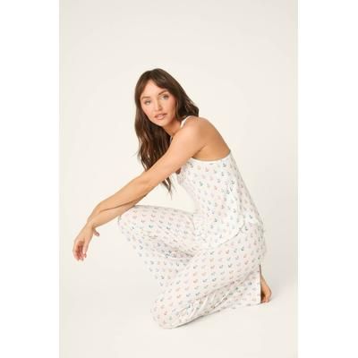 Super-Soft Cotton Meet Me By The Sea Anchors Aweigh Long Pajama Set, Size: M, Ivory Modal Fabric P. J. Salvage