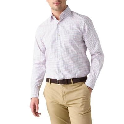 Robert Talbott Madison Check Light Weight Poplin Shirt in Contemporary Fit - Orange Multi
