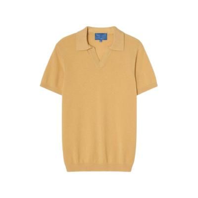 Robert Talbott Randall Cotton Cashmere Johnny Collar Sweater - Yellow