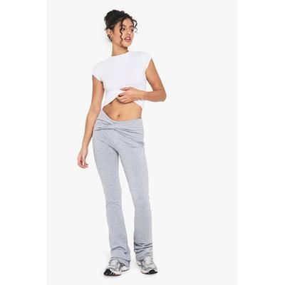 Double Layer Modal Jersey Twist Flare Trouser, grey marl