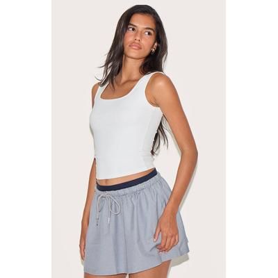 Charcoal Tailored Woven Boxer Detail Drawstring Mini Skirt