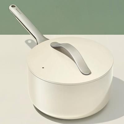 3 QT Sauce Pan In Cream | Non-Stick, Non-Toxic, PFAS-Free Ceramic Pans | Induction-Compatible For Healthy Cooking | Caraway