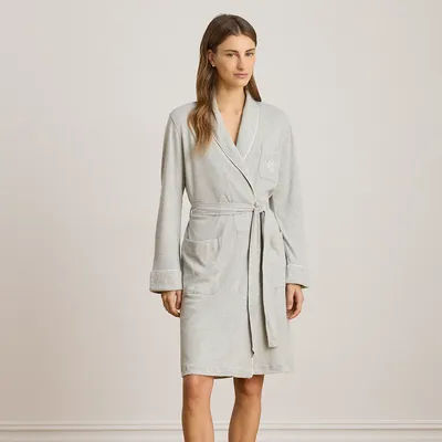 Ralph Lauren Short Shawl-Collar Robe in Heather Grey - Size L