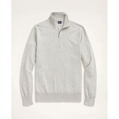 Brooks Brothers Men's Big & Tall Supima Cotton Quarter-Zip Sweater | Grey Heather | Size 3X Tall