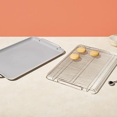 Baking Sheet & Cooling Rack In Cream | Non-Stick, Non-Toxic, Easy To Clean, Scratch Resistant Ceramic Bakeware | Oven Safe & Durable | Caraway