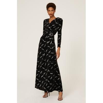 Bronx Banco Carina Velvet Gown Black-white-print
