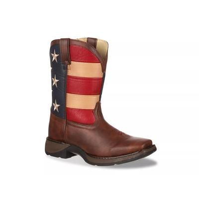 Durango Patriotic Flag Cowboy Boot Kids' | Girl's | Dark Brown/Navy/Red | Size 13 Youth | Boots