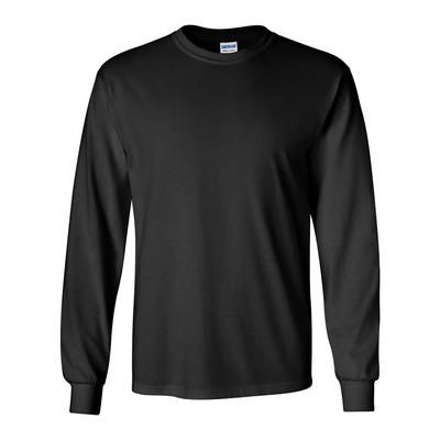 Gildan Unisex Extra Big Long Sleeve Screen Print Logo T-Shirt - Black - 4XL