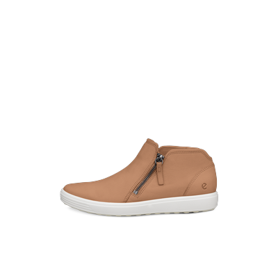 ECCO Soft 7 - Women's Nubuck Zip Bootie - Brown