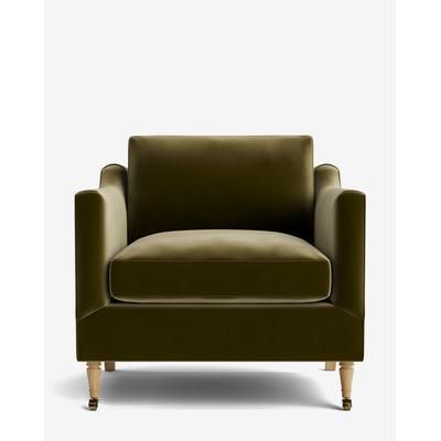 Haverford Upholstered Lounge Chair Velvet/Olive Velvet/Washed Oak