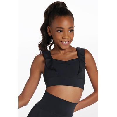 Ruffled Crop Top - Black - Medium Child - Dance Top 15213