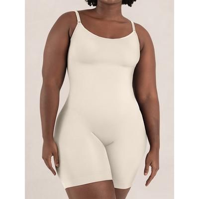 Shapermint Essentials All Day Every Day Scoop Neck Mid-Thigh Bodysuit Shapewear Chai XL