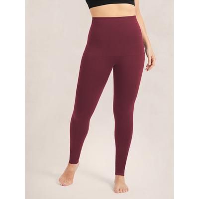 Shapermint Essentials Seamless Comfort Mid-Waist Shaping Leggings Shapewear Burgundy S