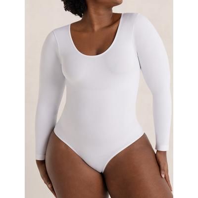 Shapermint Essentials All Day Every Day Long Sleeve Bodysuit Shapewear White XL
