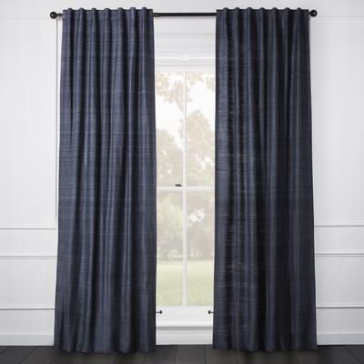 Aiya Silk Midnight | Blue | Window Curtains | Z Gallerie | inverted pleat - 96" | Silk