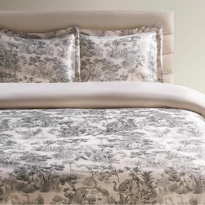 Jungle Toile Bedding Set | Pale Pink | Duvet Covers & Shams | Z Gallerie | Queen Duvet Cover + 2 Standard Sham Covers | Satin
