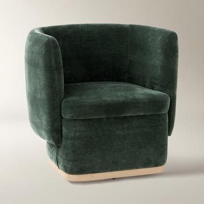 Stria Arm Chair | Green | Z Gallerie | 30.1"W x 27.6"D x 29.3"H | High density foam & oak solid base frame