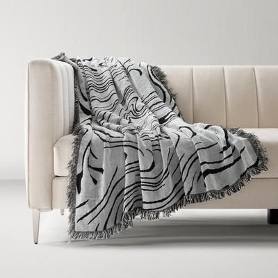 Swirl Throw | White Black | Throw | Z Gallerie | 60" X 50" | Polyester & Cotton