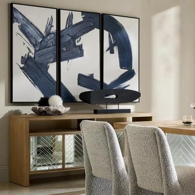 Relic Triptych Painting | Blue | Canvas Art | Z Gallerie | 23.6"W x 1.8"D x 47.2"H - Set of 3 | Hand painted canvas