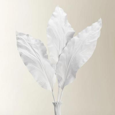 Canna Leaf Branch | White | Décor Floral | Z Gallerie | 32"H - Set of 3