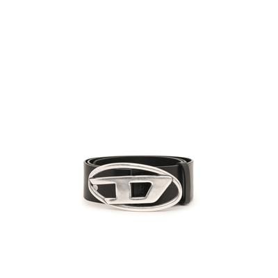 Diesel - 3.9cm leather belt with D buckle - Belts - Man - Black