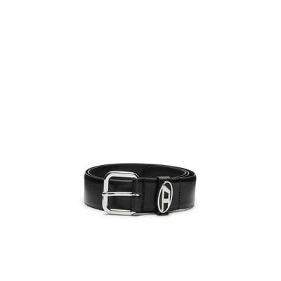 Diesel - 3.9cm logo-plaque embellished leather belt - Belts - Unisex - Black