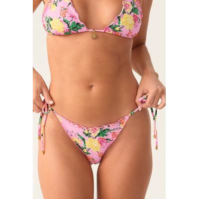 Pjs X Pq Swim Dahlia Embroidered Lettuce Edge Tie Side Bottom , Size M P. J. Salvage