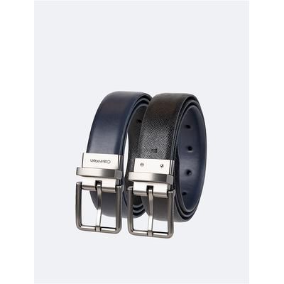 Calvin Klein Men's Reversible Saffiano Leather Dress Belt in Blue 43% Bonded Leather/38% Recycled Leather/19% Polyurethane