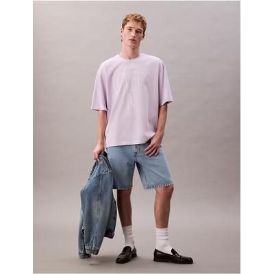Calvin Klein Men's Marc Hundley Pride Lovers In Relaxed T-Shirt in Lilac Flower 100% Cotton