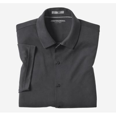 Johnston & Murphy Men's Vintage Birdseye Button-Front Shirt - Black - Size XL - Regular