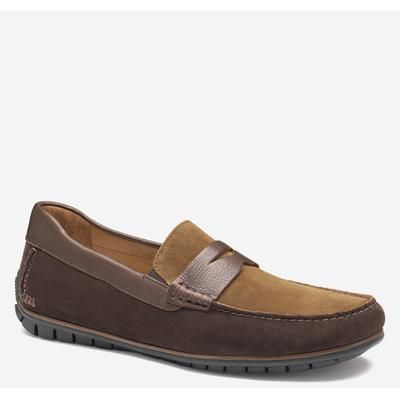 Johnston & Murphy Men's Cort 2.0 Penny Loafer - Brown Multi Suede/Full Grain - Size 10.5 - M