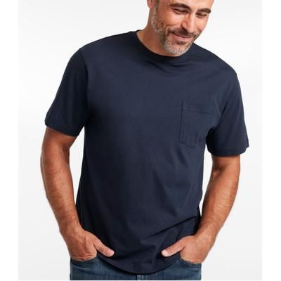 Men's Carefree Non-Shrink Tee with Pocket, Traditional Fit Navy Blue XXXL, Cotton L. L.Bean