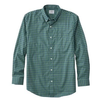 Men's Wrinkle-Free Kennebunk Sport Shirt, Slightly Fitted Check Shade Teal XXXL, Cotton L. L.Bean