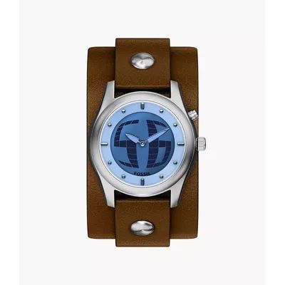 Y2k Big Tic 40Mm Brown Leather Watch