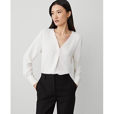 Ann Taylor Petite Mixed Media Pleat Front Top