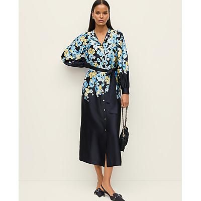Ann Taylor Petite Floral Satin Midi Shirtdress