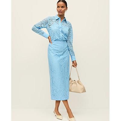 Ann Taylor Petite Lace Column Midi Skirt