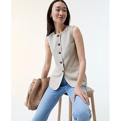 Ann Taylor The Petite Long Crew Neck Vest in Plaid