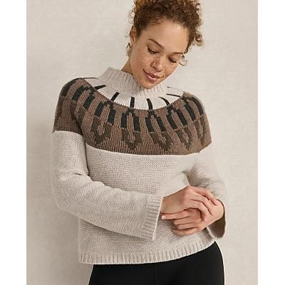 Ann Taylor Haven Well Within Cashmere Fairisle Mock Neck Sweater