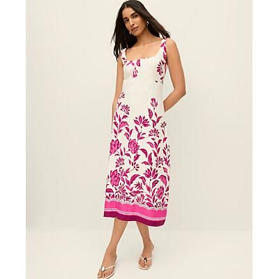 Ann Taylor Petite Floral Linen Blend Midi Dress