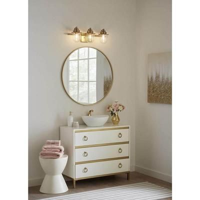Northlake Collection 24 in. 3-Light Vintage Brass Clear Glass Transitional Vanity Light
