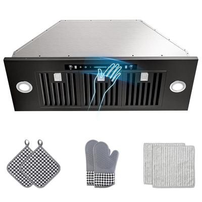 36 in. 900 CFM Convertible Insert Range Hood in Black Stainless 4-Speed with LED, Touch and Gesture Control with Remote